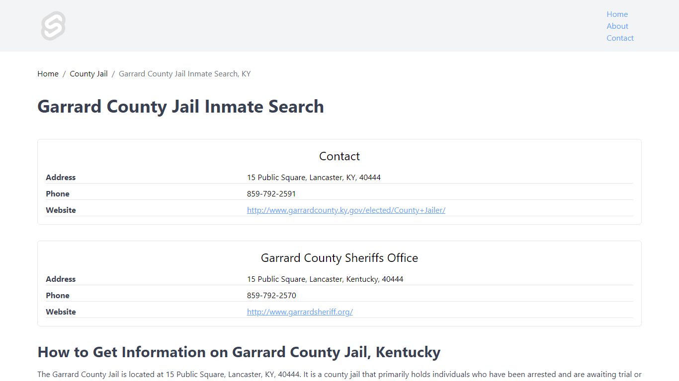 Garrard County Jail Inmate Search, KY
